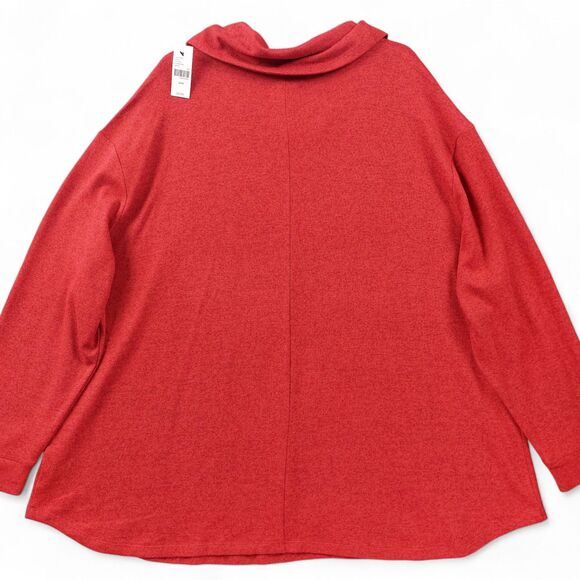 Lane Bryant Shirt Womens 26/28 Red Cowl Neck Long Sleeve Tunic Plus Size Knit - Picture 2 of 8
